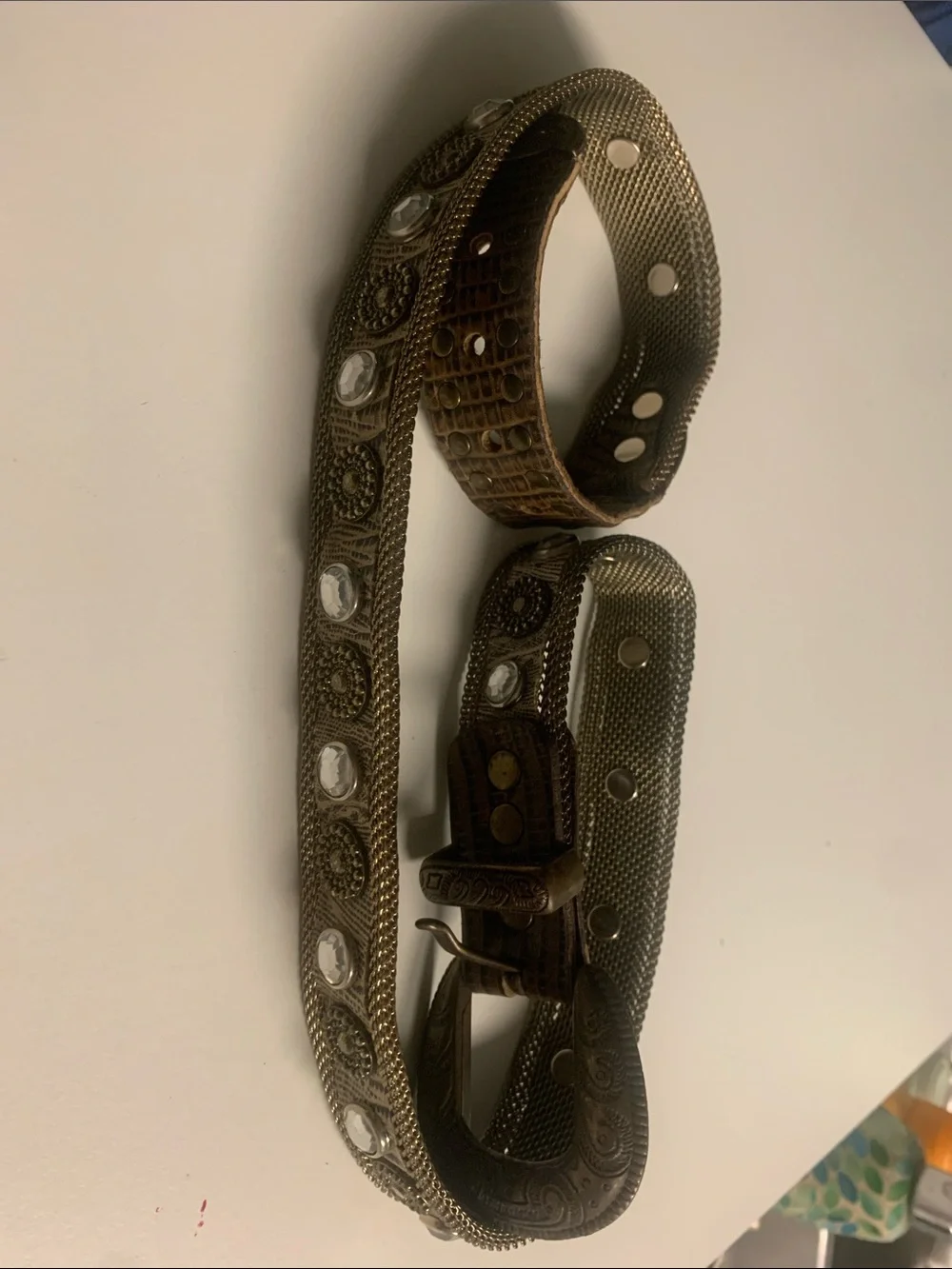 US MECO Paris leather belt with bling